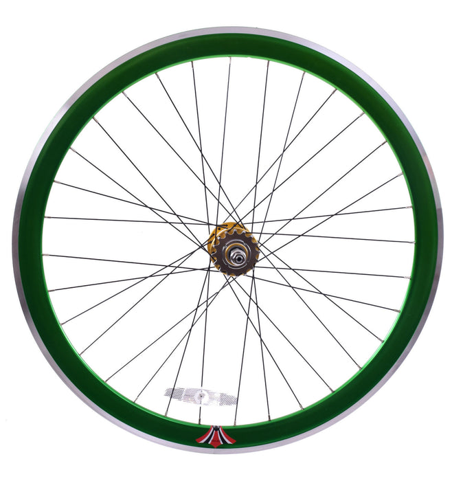 PAIR 700c 622-13 FLIP FLOP FIXIE WHEELS,NOVATEC SEALED HUBS DEEP WALL RIMS GREEN - Bankrupt Bike Parts