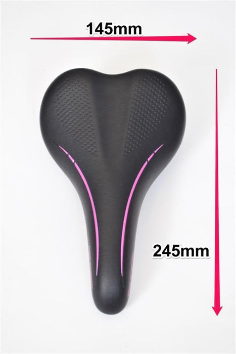 BARGAIN PRICED BICYCLE SADDLE MTB CONCEPT BIKE SEAT BLACK-PINK 240mm x 150mm