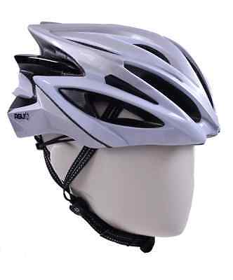 58-62cm AGU TX 8.0 CARBON ADULTS IN-MOLD CYCLING CRASH HELMET SILVER WHITE