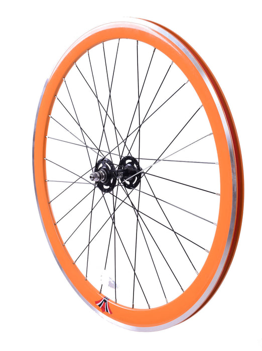 PAIR 700c 622-13 FLIP FLOP FIXIE WHEELS,NOVATEC SEALED HUB DEEP WALL RIMS ORANGE - Bankrupt Bike Parts