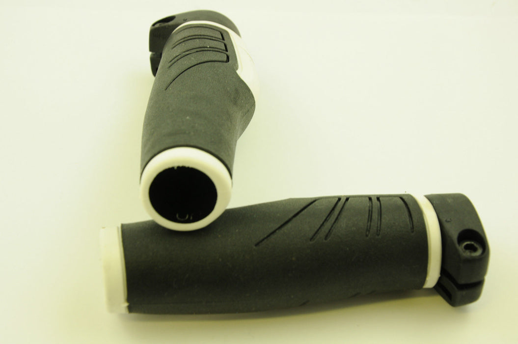 PAIR HERRMANS ADRENALIN LOCK ON BIKE HANDLEBAR GRIPS BLACK & WHITE SALE 70% OFF