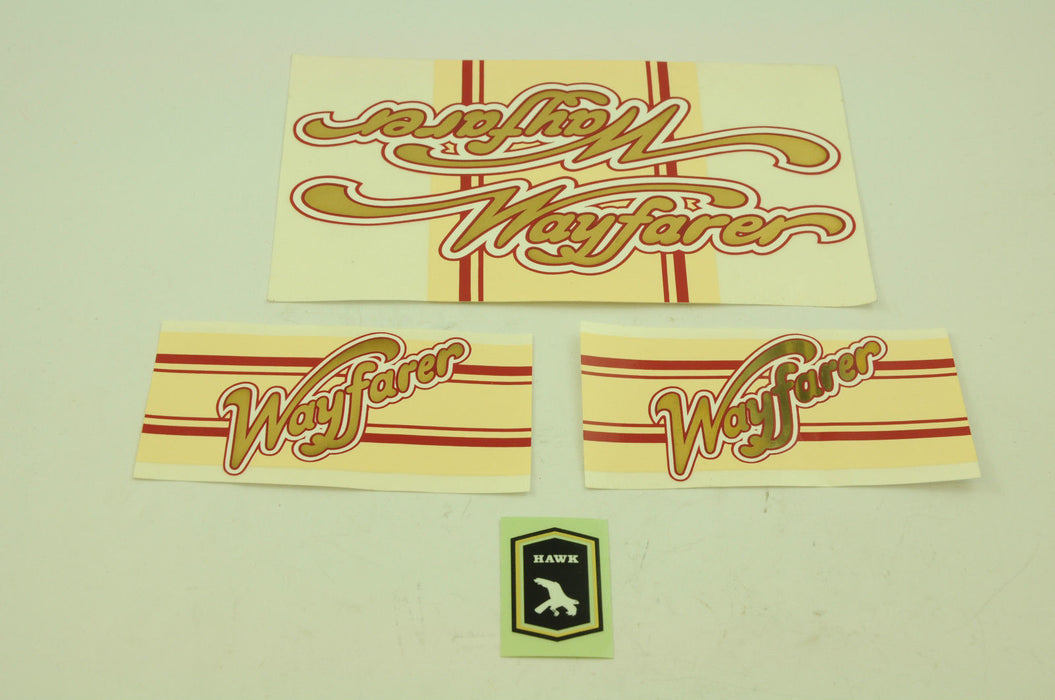 OLD SCHOOL HAWK WAYFARER BIKE TRANSFER-DECAL SET GENUINE 80’s MADE NEW OLD STOCK