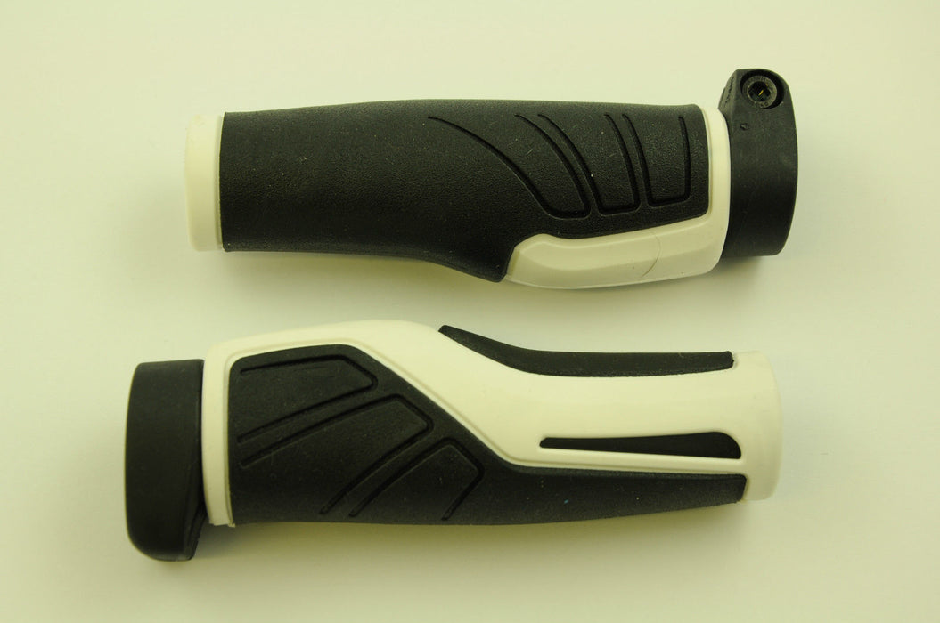 PAIR HERRMANS ADRENALIN LOCK ON BIKE HANDLEBAR GRIPS BLACK & WHITE SALE 70% OFF