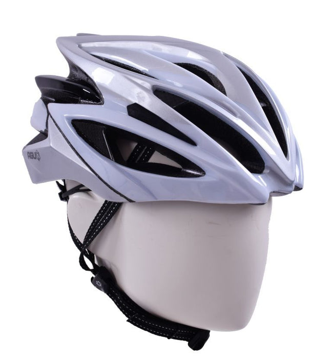 58-62cm AGU TX 8.0 CARBON ADULTS IN-MOLD CYCLING CRASH HELMET SILVER WHITE