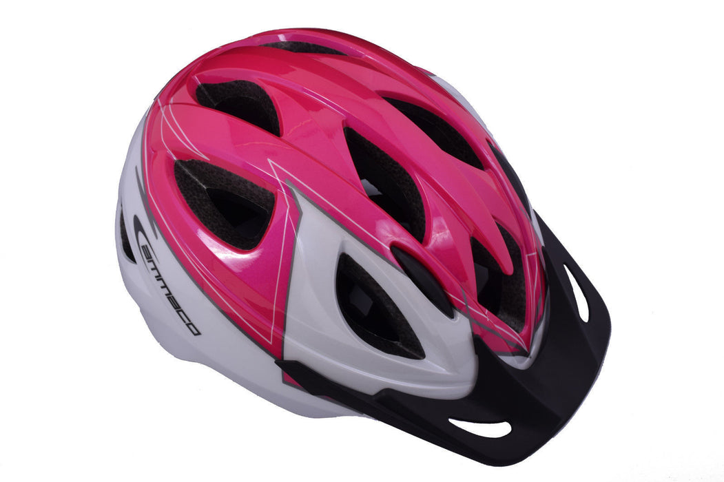 GREAT QUALITY GIRLIE GIRLS BIKE HELMET IN MOULD CHILDRENS  46-53cm PINK & WHITE