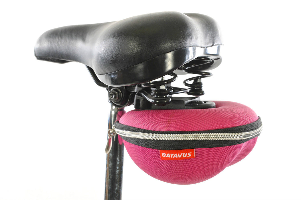 LDS BIKE PINK SADDLE BAG PROPER GIRLIE CLAMSHELL TYPE CLIP ON-OFF QUICK RELEASE