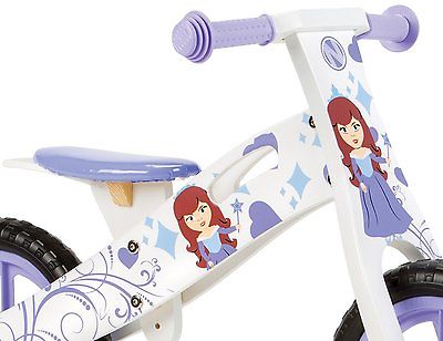 PRINCESS GIRLS BALANCE BIKE,TOP QUALITY WOODEN PURPLE GIRLIE KIDS LEARNING CYCLE