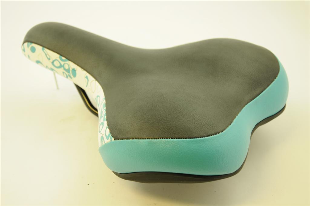 WIDE LADIES BIKE SEAT-SADDLE COMFORT STYLISH BLUE-WHITE SADDLE 260mmx190 mm NEW