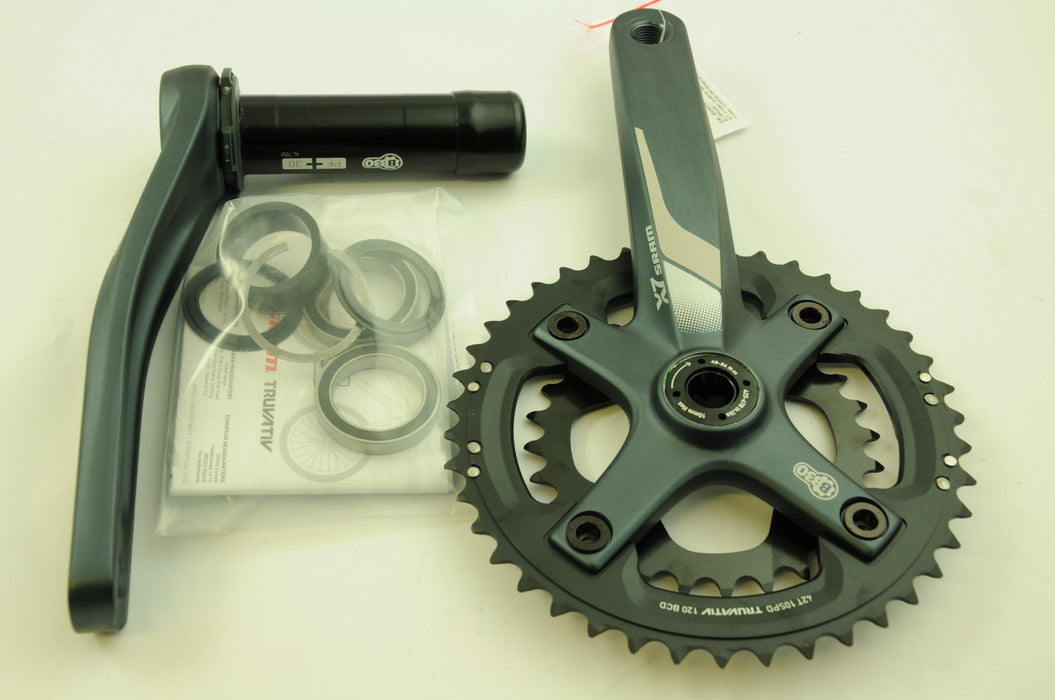 TRUVATIV SRAM X7 10 SPEED DOUBLE CHAINWHEEL CHAINSET 175mm BB30 42-28 50% OF