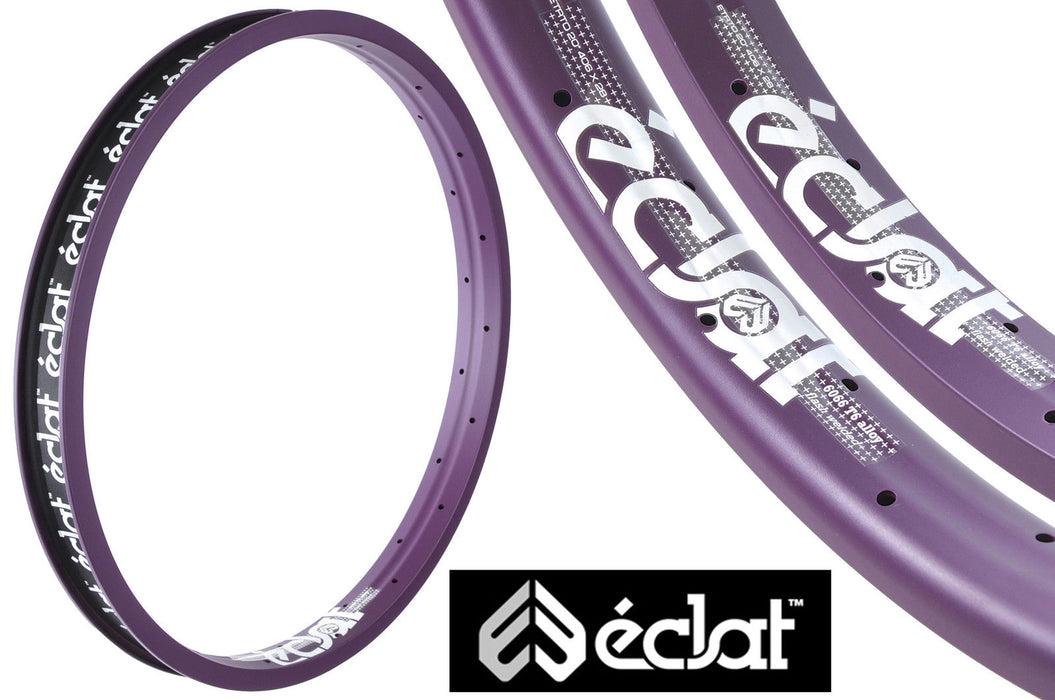 ECLAT BONDI ALLOY 20” WIDE BIKE RIMS 36 SPOKE DOUBLE WALL PURPLE AERO