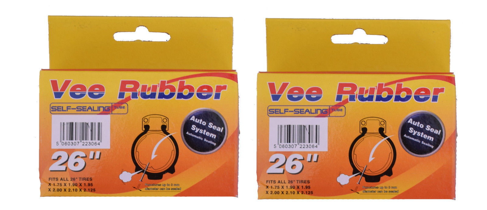 PAIR (2) SELF-SEALING MTB INNER TUBES 26" x 1.75 - 26 x 2.125 SCHRADER CAR VALVE