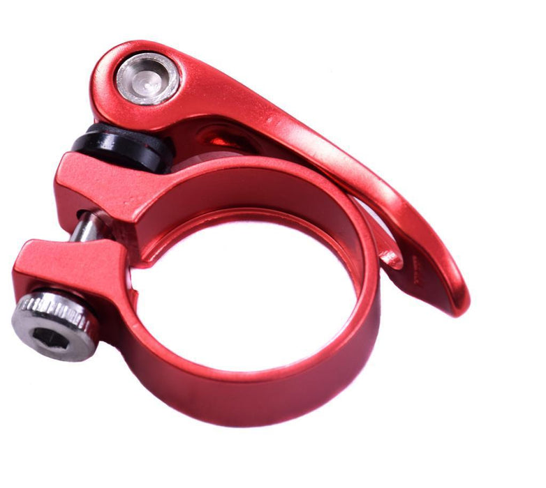 RED ANODISED MOUNTAIN BIKE QUICK RELEASE ALLOY SEAT CLAMP 34.9mm BARGAIN PRICE