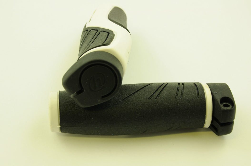 PAIR HERRMANS ADRENALIN LOCK ON BIKE HANDLEBAR GRIPS BLACK & WHITE SALE 70% OFF