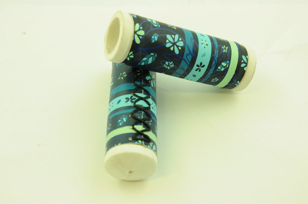 LADIES BIKE RALEIGH 90mm HANDLEBAR GRIPS MULTI COL FLORAL PATTERN WAGG39