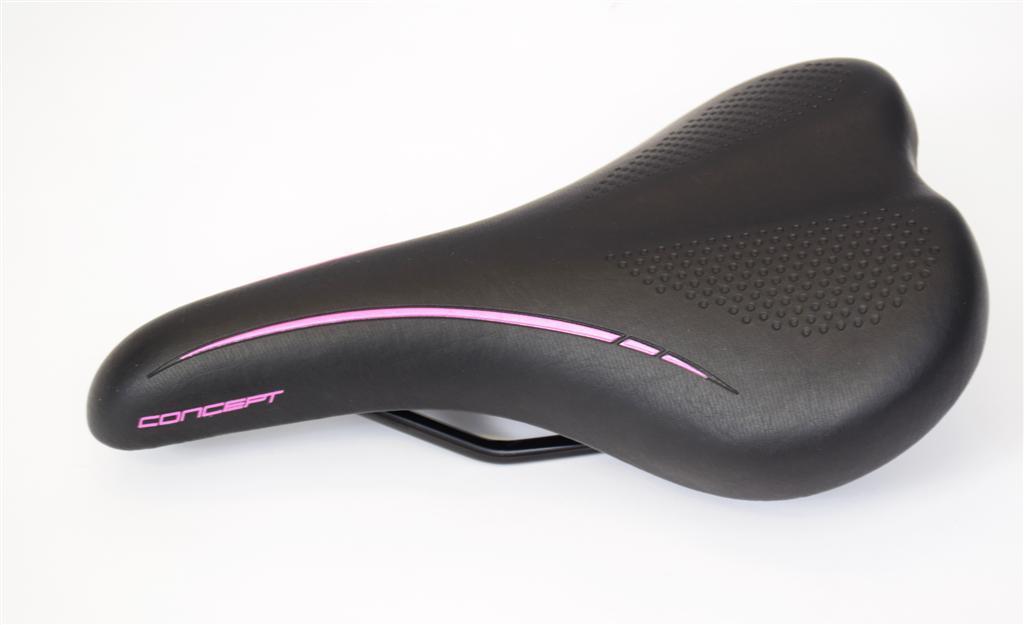 BARGAIN PRICED BICYCLE SADDLE MTB CONCEPT BIKE SEAT BLACK-PINK 240mm x 150mm