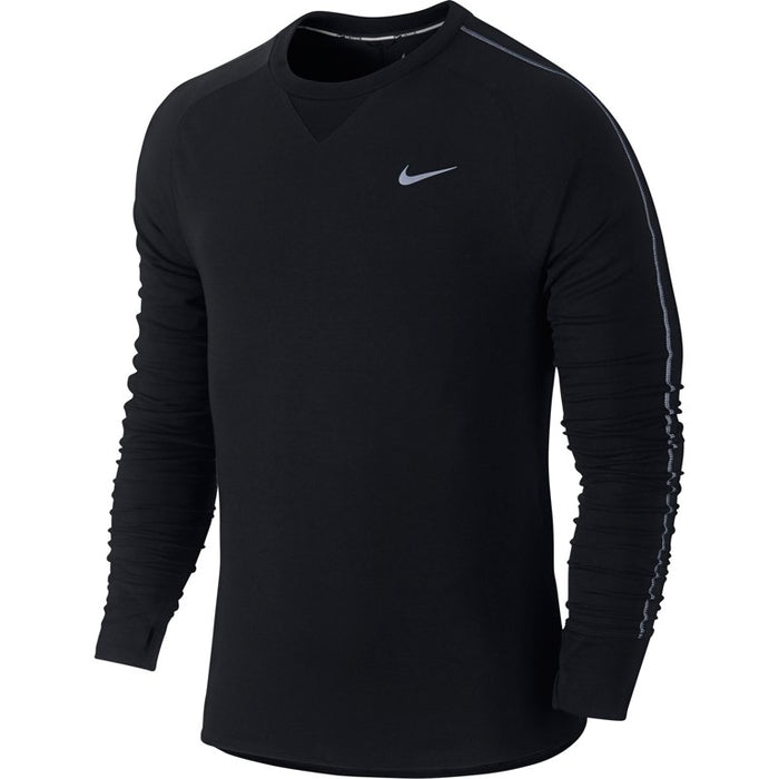 Nike Dri-FIT Mens Sprint Crew LS Running Top Large Black Reflective