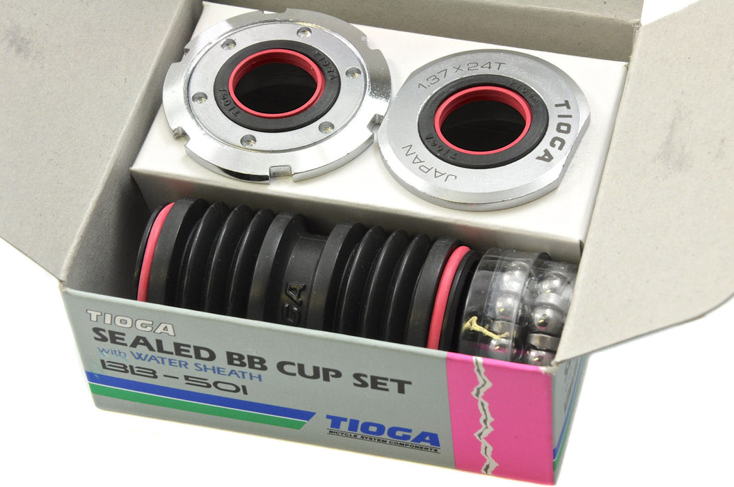 TIOGA BB501 SEALED BOTTOM BRACKET BEARING CUP SET CR-MO WEATHERSHEATH 1.37 x 24T