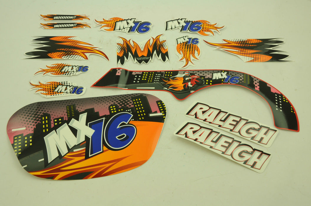 16” RALEIGH MX16 DECAL TRANSFER SET,STICKER PACK SUIT OTHER BIKES WTFRMX16