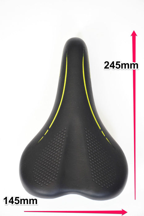 BARGAIN JUNIOR BICYCLE SADDLE MTB CONCEPT BIKE SEAT BLACK-GREEN 240mm x 150mm