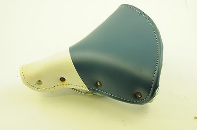 RARE 70's VINTAGE BLUE & WHITE TOURER SPRUNG SADDLE BIKE SEAT NOS