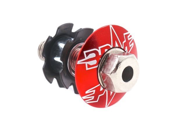 FREESTYLER BMX 28.6mm A-HEAD CAP & DOUBLE STAR WASHER & ROTOR CABLE HOLE RED