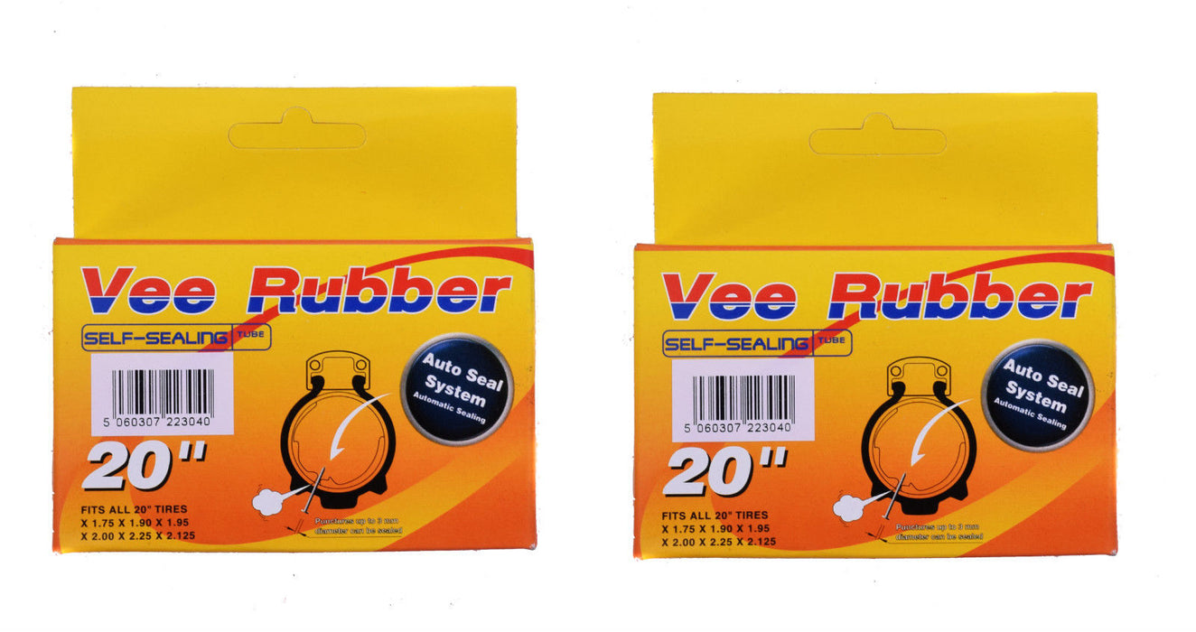 PAIR (2) SELF-SEALING INNER TUBES 20 x1.75- 20 x 2.125 CAR VALVE BMX,FOLDER,KIDS