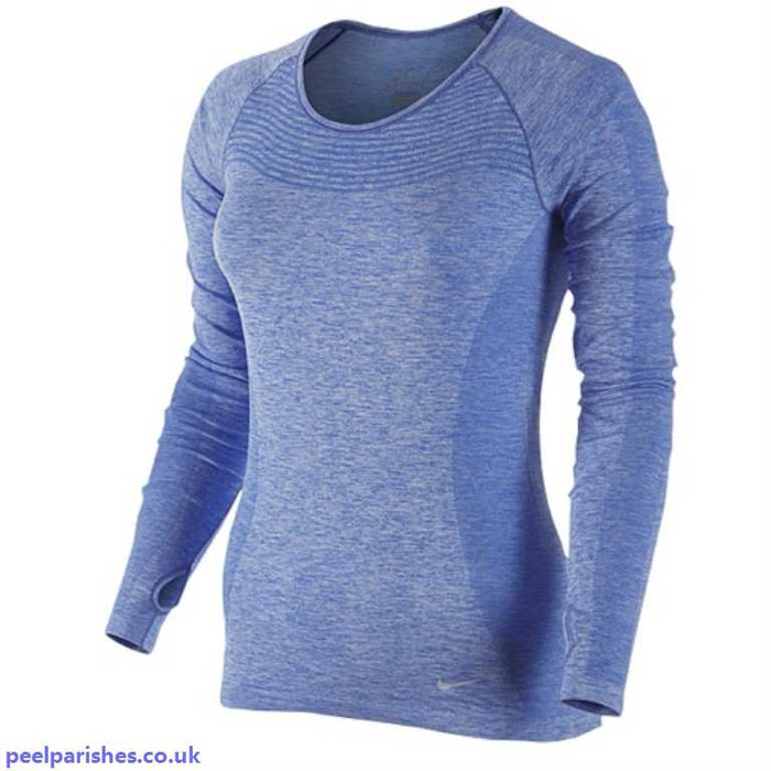 Nike Womens Running Dri-FIT Long Sleeve Knit Top Blue XSmall UK 6-8