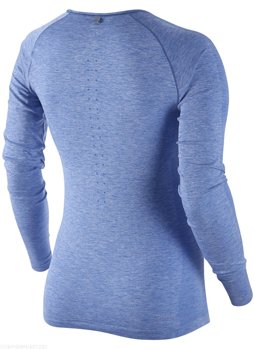 Nike Womens Running Dri-FIT Long Sleeve Knit Top Blue XSmall UK 6-8