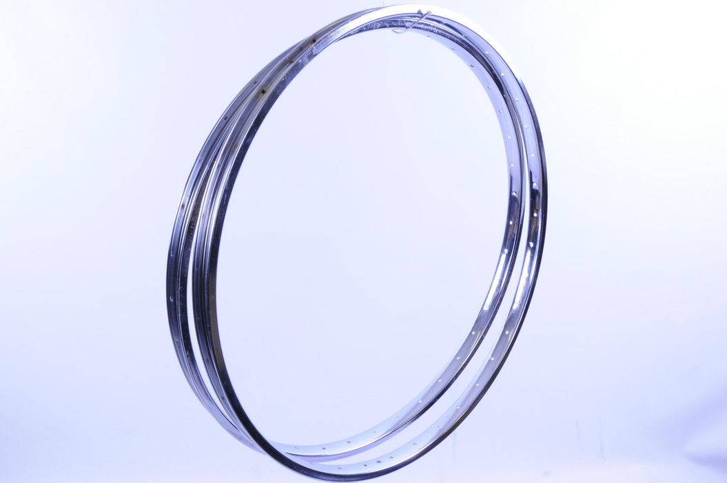 PAIR 24 x 1 3-8 CHROME STEEL RIMS VINTAGE JUNIOR SPORTS BIKE WHEELCHAIRS ETC NOS