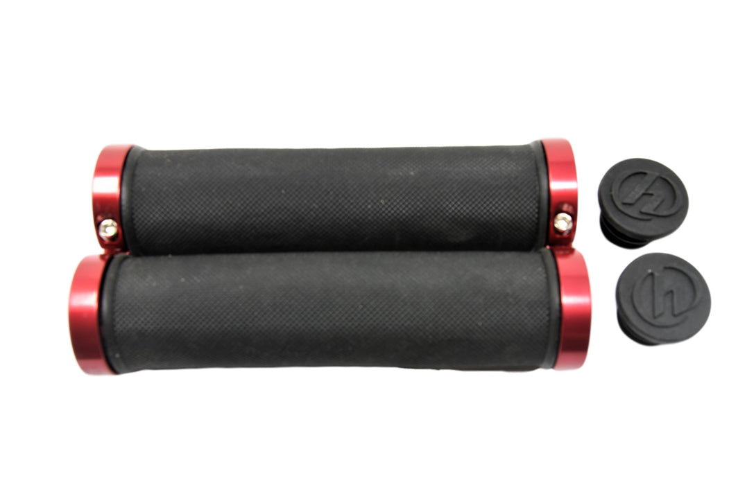 Herrmans DD28 Double Lock-on MTB Bike Handlebar Grips Black & Red 55% Off RRP