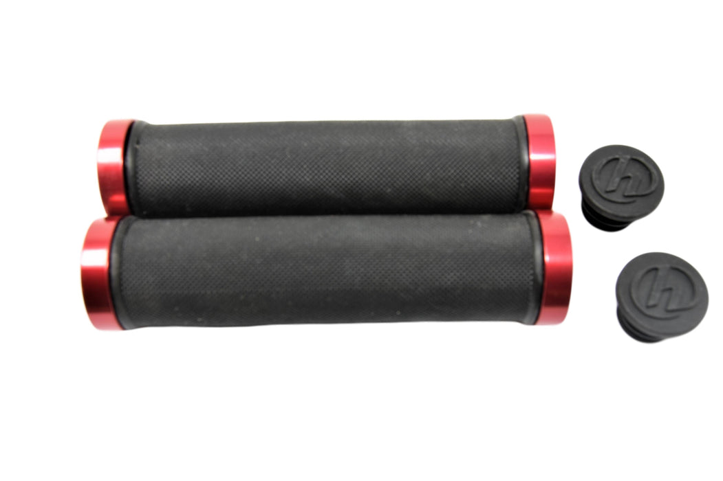 Herrmans DD28 Double Lock-on MTB Bike Handlebar Grips Black & Red 55% Off RRP