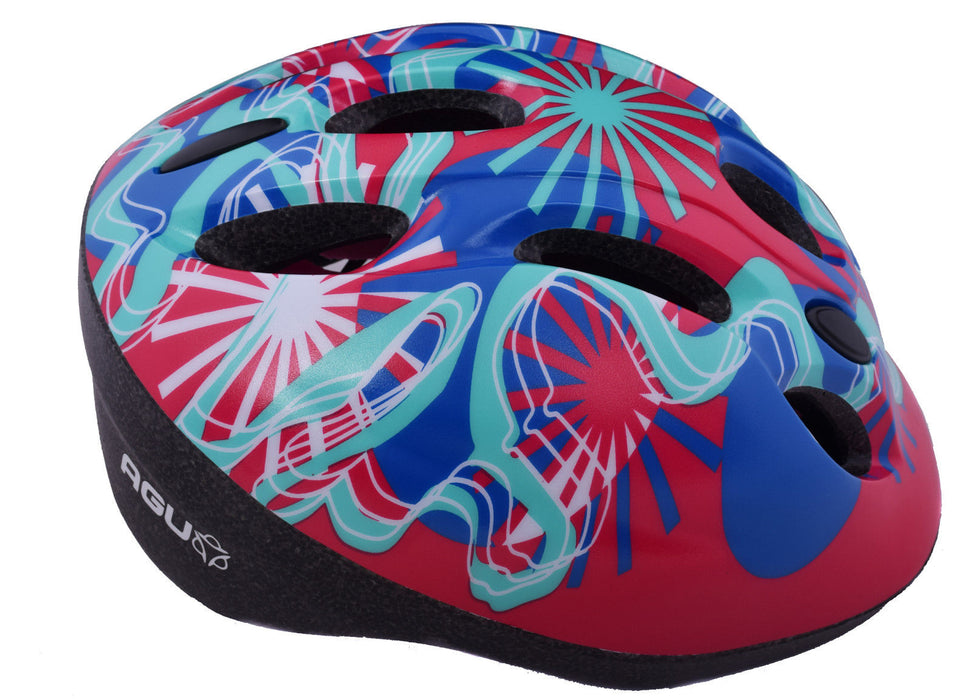 AGU OCEAN WAVES KIDS BIKE SAFETY CRASH HELMET 52-56cm RED-BLUE