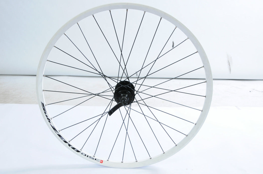 26” MTB (559x17) DISC HUB BIKE FRONT WHEEL WHITE ALLOY SUB ZERO DOUBLE WALL RIM