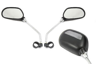 PAIR QUALITY HANDLEBAR MIRRORS FOR BIKE-MOBILITY VEHICLE LONG STEM BLACK-CP MR06 - Bankrupt Bike Parts