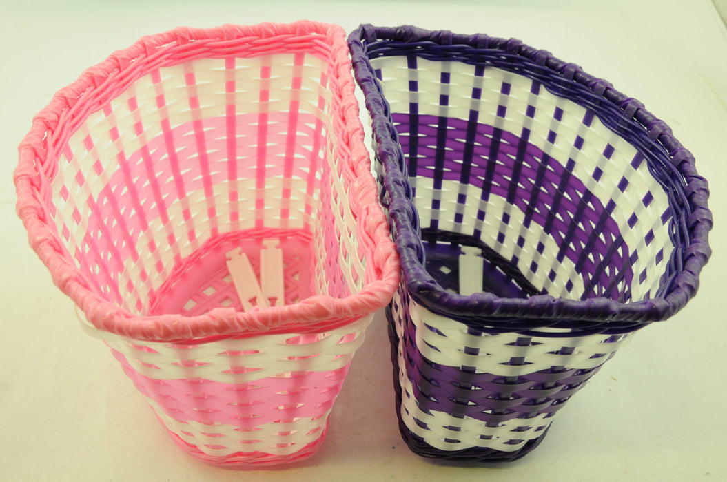 GIRLIE BIKE BICYCLE BASKET CHILDS,CHILDRENS,KIDS BIKE,CYCLE WOVEN BASKET PNK-PUR