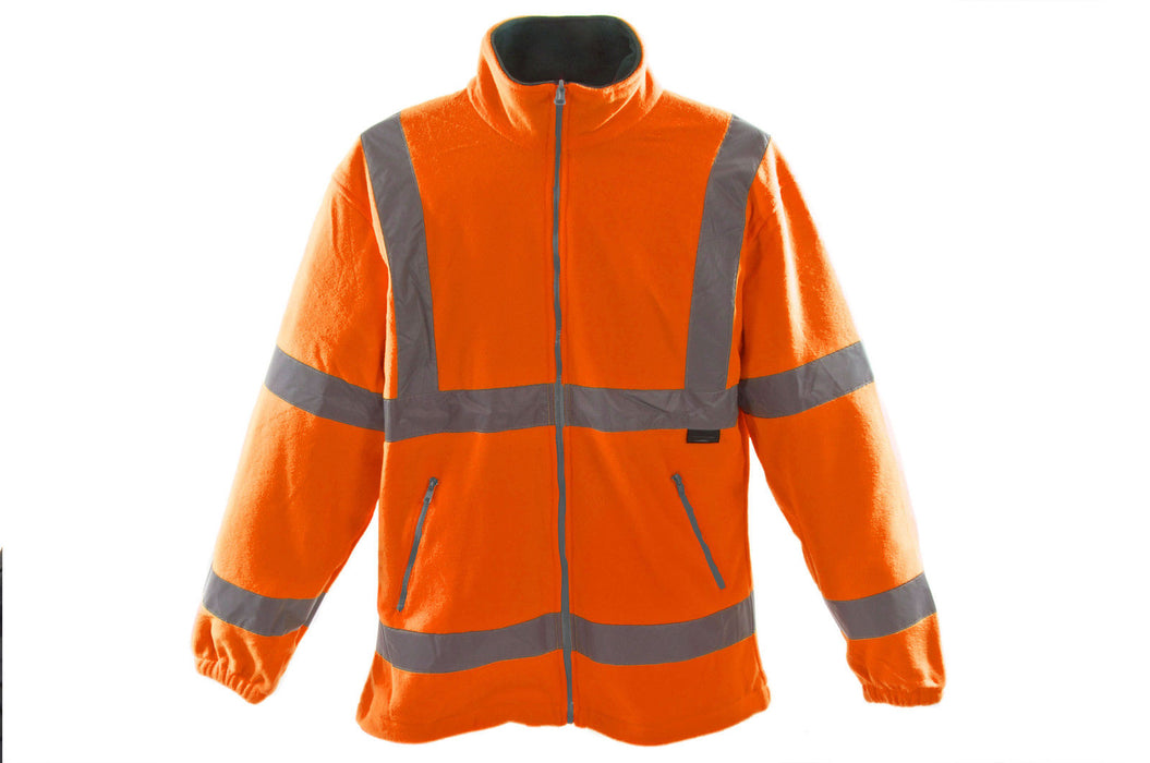 HI VIZ VIS MEDUIM FLEECE JACKET HIGH QUALITY WORKWEAR WATERPROOF ORANGE 75% OFF