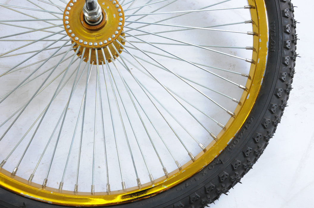 20" GOLD FRONT BIKE WHEEL 68 RADIAL SPOKE +TYRE & TUBE SUIT BMX DRAGSTER CRUISER