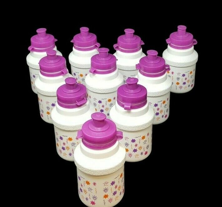 JOB LOT OF 10 X SMALL WHITE BIKE WATER BOTTLES CHILDRENS FOOTBALL DRINKS BOTTLES