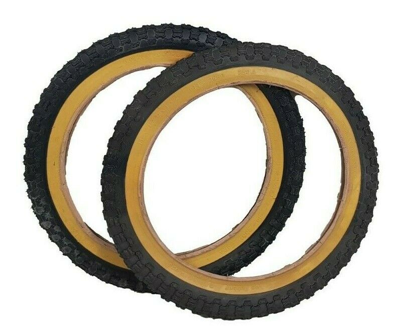 Pair Of 14 x 1 3/8 (44 - 288) Hard To Find Gum Wall New Bike Tyres Chopper Era