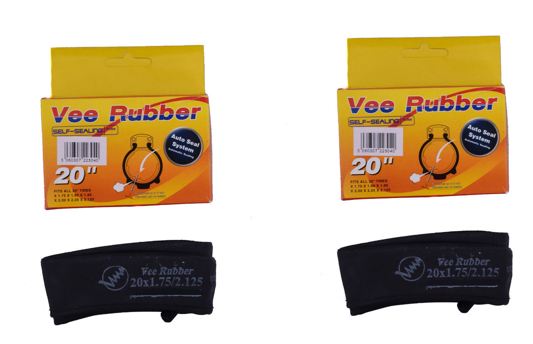 PAIR (2) SELF-SEALING INNER TUBES 20 x1.75- 20 x 2.125 CAR VALVE BMX,FOLDER,KIDS