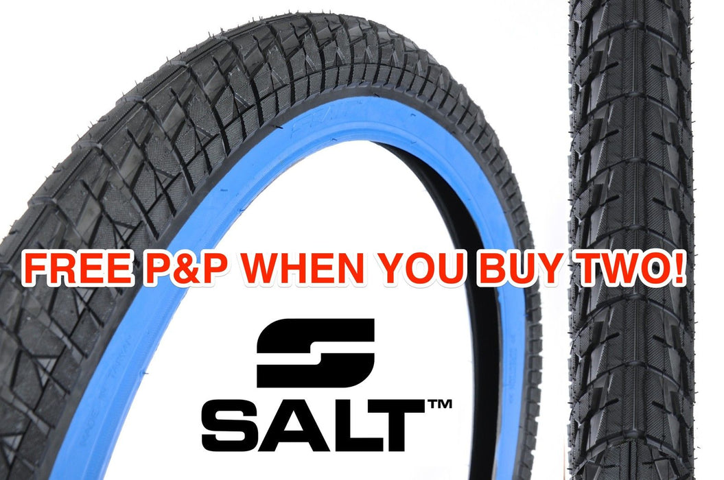 A SALT PITCH RAW 20 x 2.25 TYRE BMX SNAKE BELLY BLACK WITH BLUE WALL HUGE SAVING