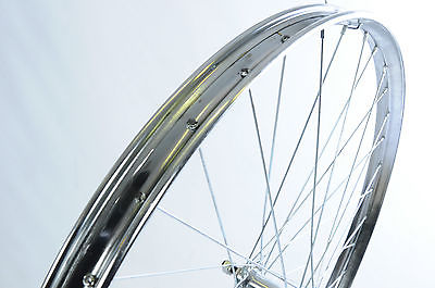 PAIR WHEELS VINTAGE ROADSTER BIKE 26 x 1 1-2 WESTWOOD ROD BRAKE CHROME RIMS NEW - Bankrupt Bike Parts