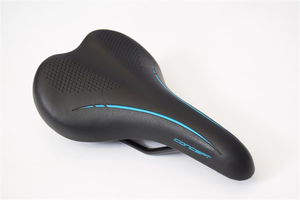 BARGAIN PRICED BICYCLE SADDLE MTB CONCEPT BIKE SEAT BLACK-BLUE 240mm x 150mm