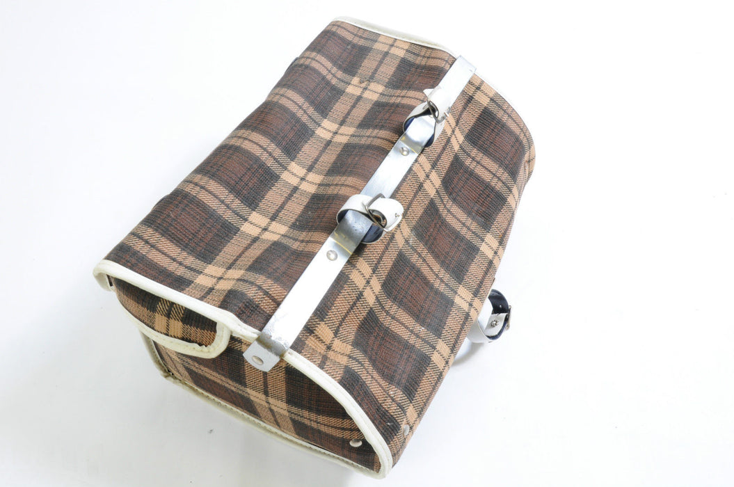 RARE 70’s BRITISH MADE LARGE 13” RACING BIKE SADDLEBAG TARTAN NEW OLD STOCK NOS