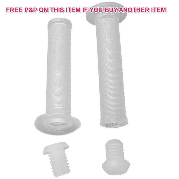 SALT TEAM BMX HANDLEBAR GRIPS KRATON WITH FLANGE & PLUGS CLEAR 50% OFF RRP