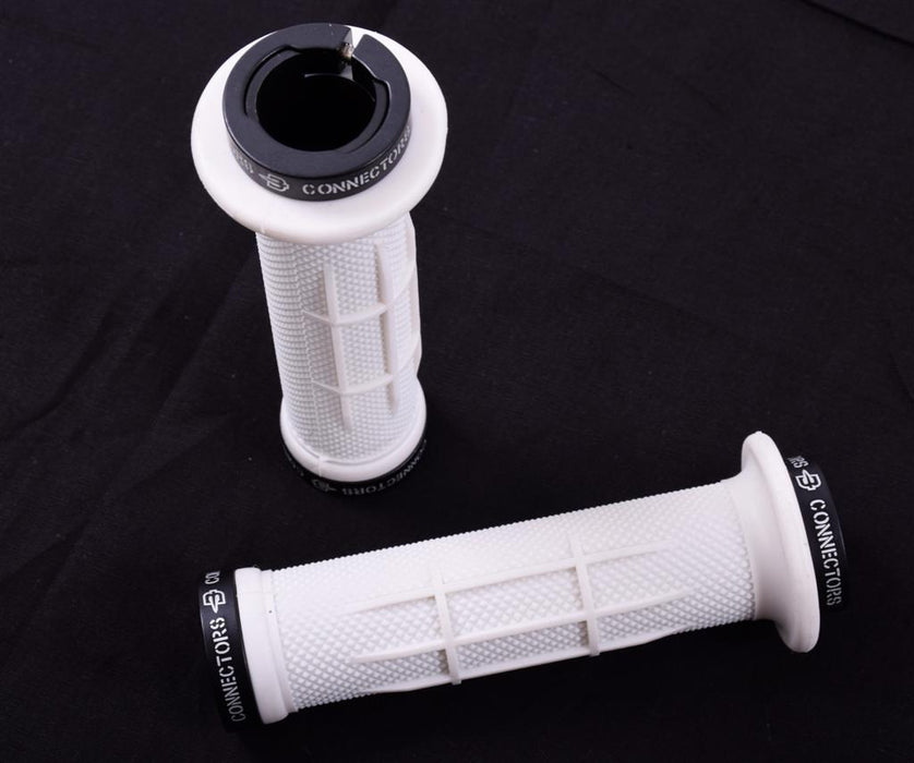 BRAVE CONNECTOR HANDLEBAR GRIPS DOUBLE LOCK-ON  RINGS 22.2mm WHITE- BLACK RINGS