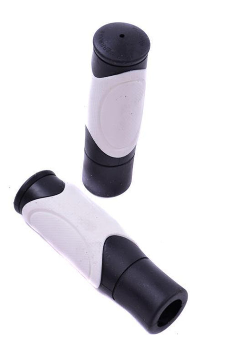 PAIR HERRMANS BIKE GRIPS DUAL DENSITY BIKE HANDLEBAR GRIPS 120mm BLACK W-WHITE