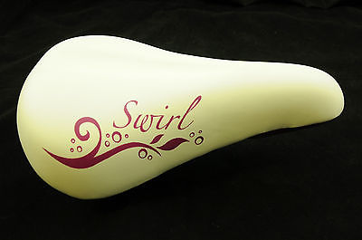 RALEIGH SWIRL 24" JUNIOR BIKE SADDLE QUALITY SEAT WHITE + PURPLE DESIGN WBZP150