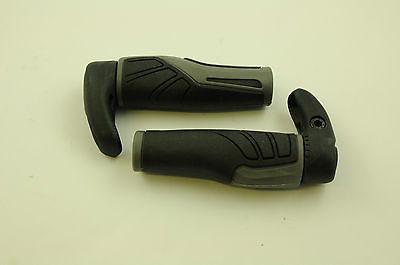 PAIR HERRMANS ADRENALIN LOCK ON BIKE HANDLEBAR GRIPS BLACK & GREY SALE 70% OFF