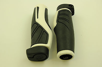 PAIR HERRMANS ADRENALIN LOCK ON BIKE HANDLEBAR GRIPS BLACK & WHITE SALE 70% OFF